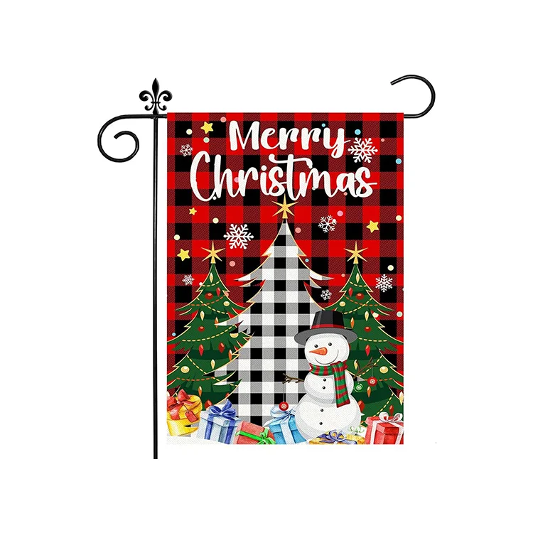 High Quality Custom Double-Sided Polyester Garden Flag Outdoor Usage Promotional Happy Christmas Festival Banner
