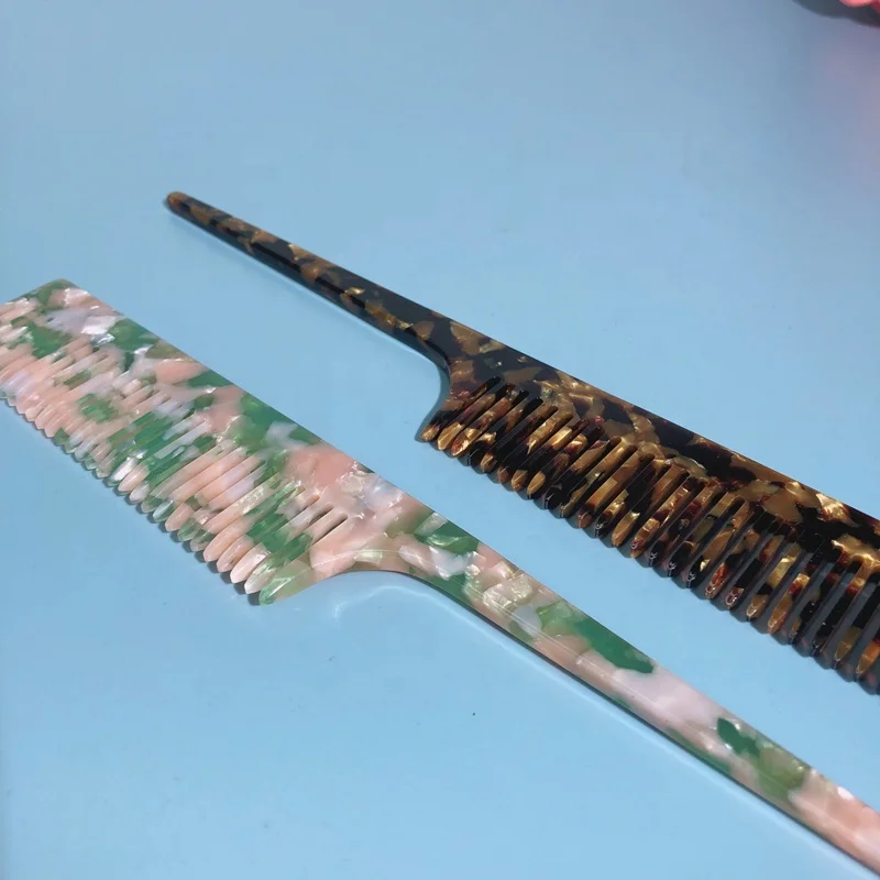 Wholesale High Quality Blonde Tortoise Shell Acetate Plastic  Hair Comb Brushes Hair Accessories Tools