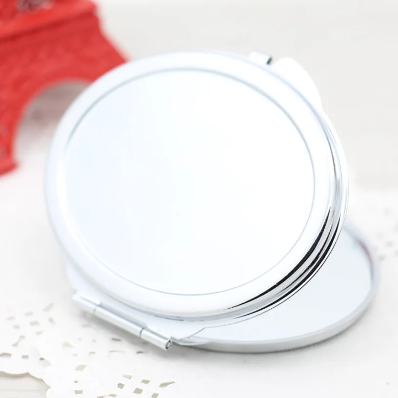 Custom DIY Double-sided Round Heart Square Shaped Metal Pocket Cosmetic Mirrors Folding Portable Compact Makeup Mirror For Gift