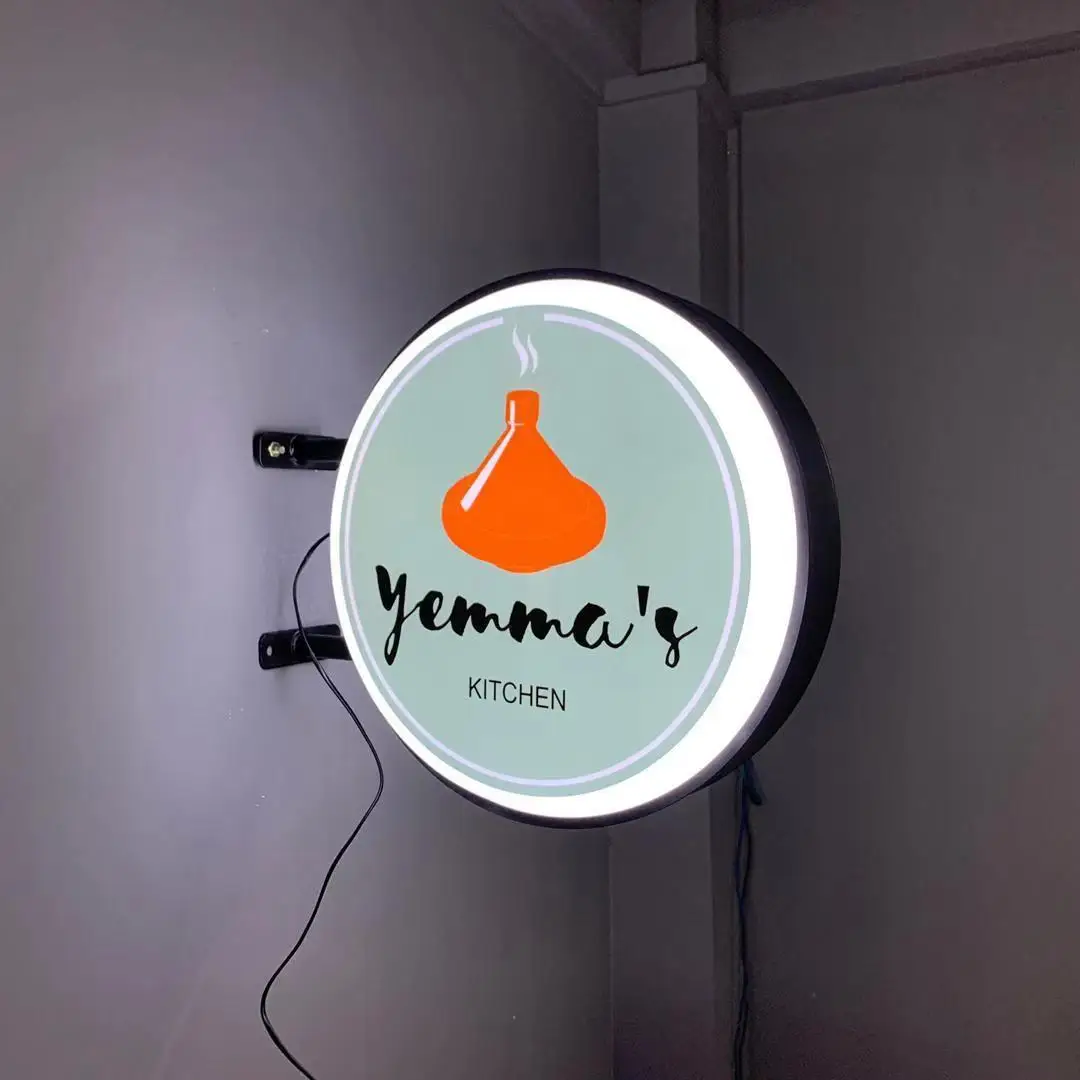 Custom Outdoor Led Light Box Sign Advertising Acrylic Lightbox Retro Beer Signs Custom Circle Led Sign