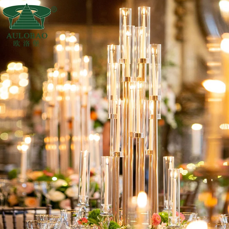 Wedding Table Centerpiece Gold Candlestick Candelabra Wedding Tall Centerpieces Chandelier Stainless Steel Golden Candle Holder