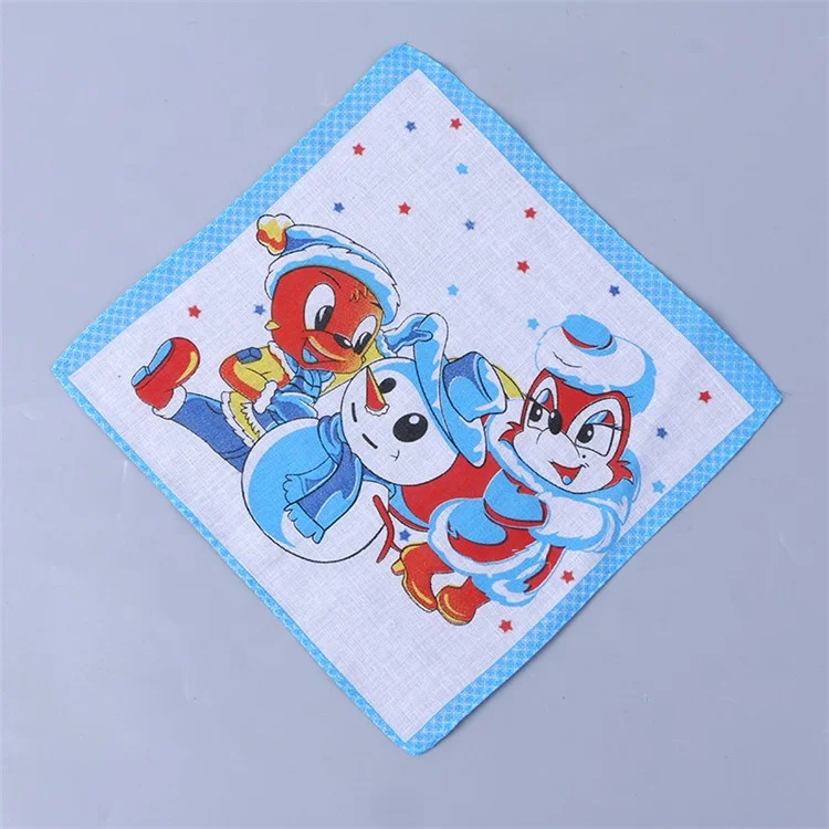 Soft feeling 28*28cm small handkerchief cartoon printed children baby cotton handkerchief