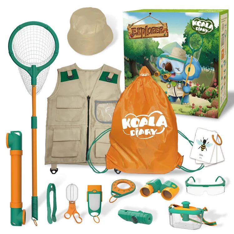 Dropshipping Kids Adventure Outdoor Toys Insect Catch Sets Wild Explorer Equipped Kit Camping Toy With Storage Bag
