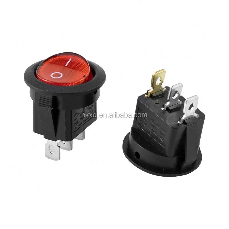 KCD1-105 20MM ON-OFF Round Rocker Toggle 6A 250VAC 10A 125VAC Plastic Push Button Switch 2pin 3pin 2Position 3Position