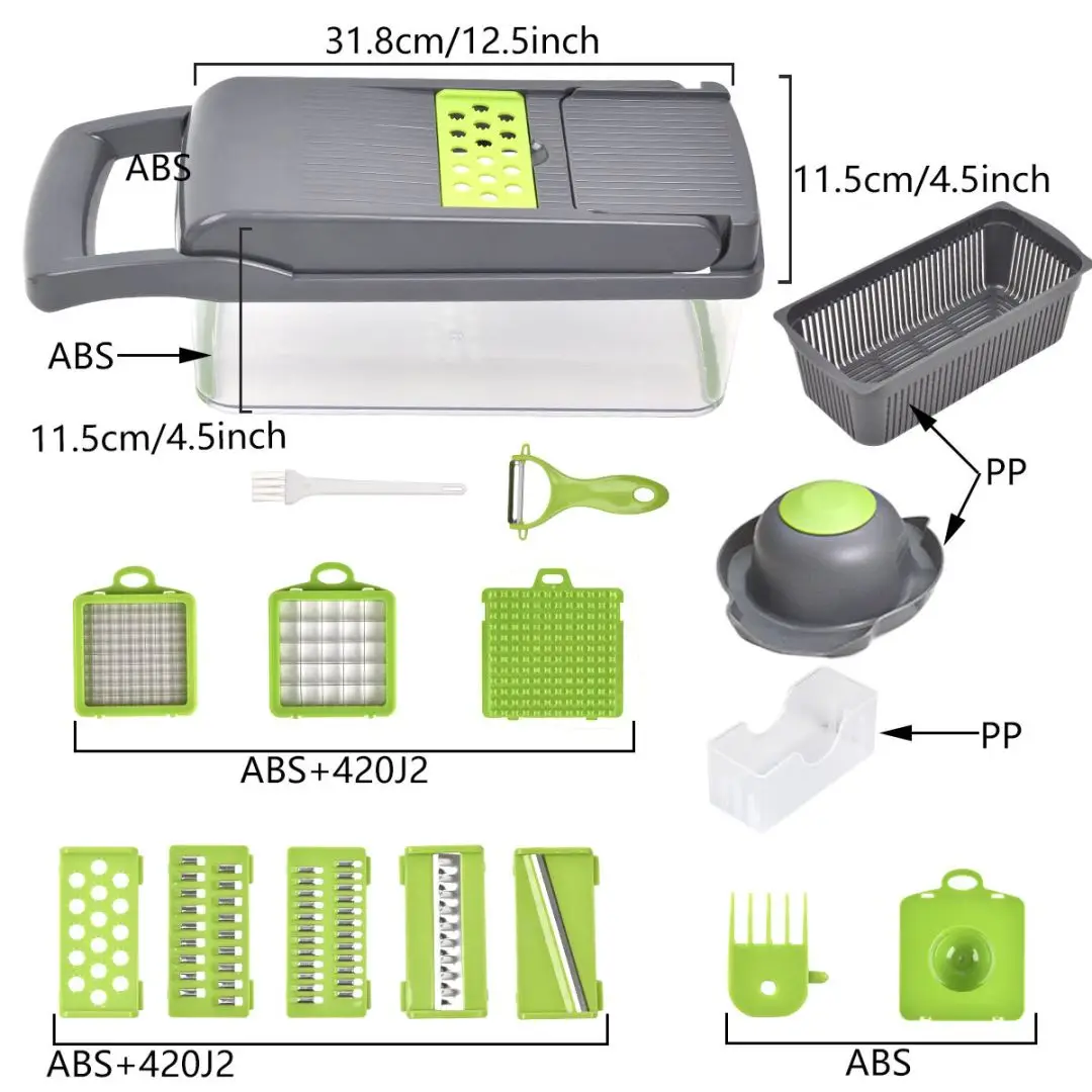 YouShun 2024 New Multifunctional 17 In 1 Food Chopper Veggie Chopper With Container And Drainer