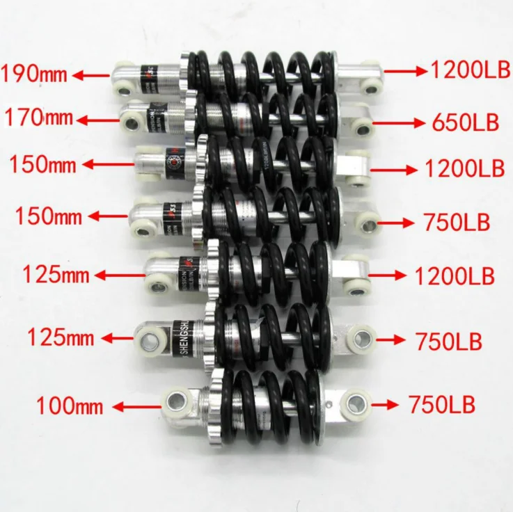 180 мм 500Lbs Задний амортизатор шокер амортизатор подвески E-велосипед Скутер