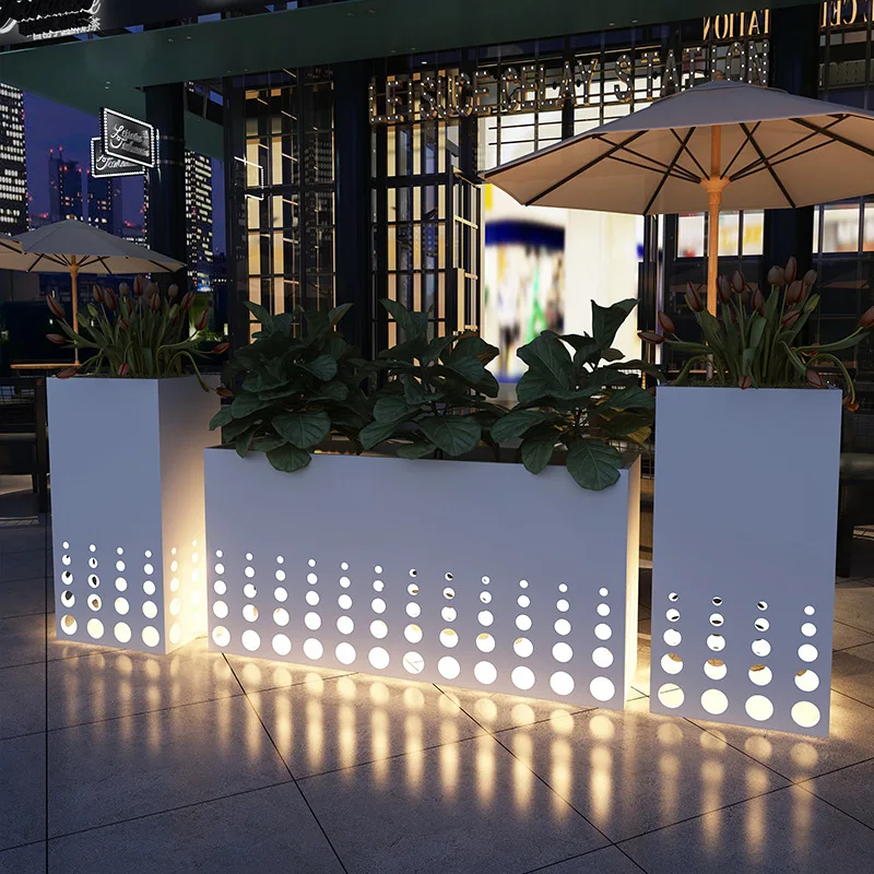 LED Aluminum flower pots & planters large outdoor planters