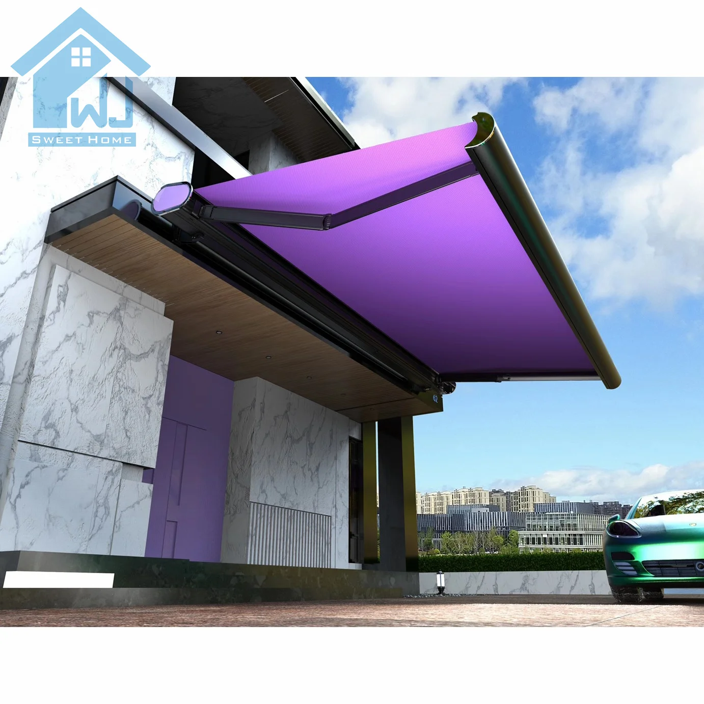 Uplion Aluminum Folding Arm Patio Awnings Retractable Sunshade for Balcony Outdoor Arches Arbours Pergolas & Bridge