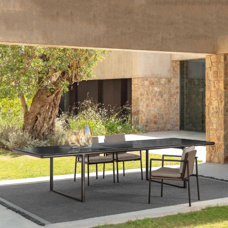 WESOME Metal Set Anti-corrosion Aluminum Dining Chairs and Tables Hotel Patio Furniture Garden Dining Table