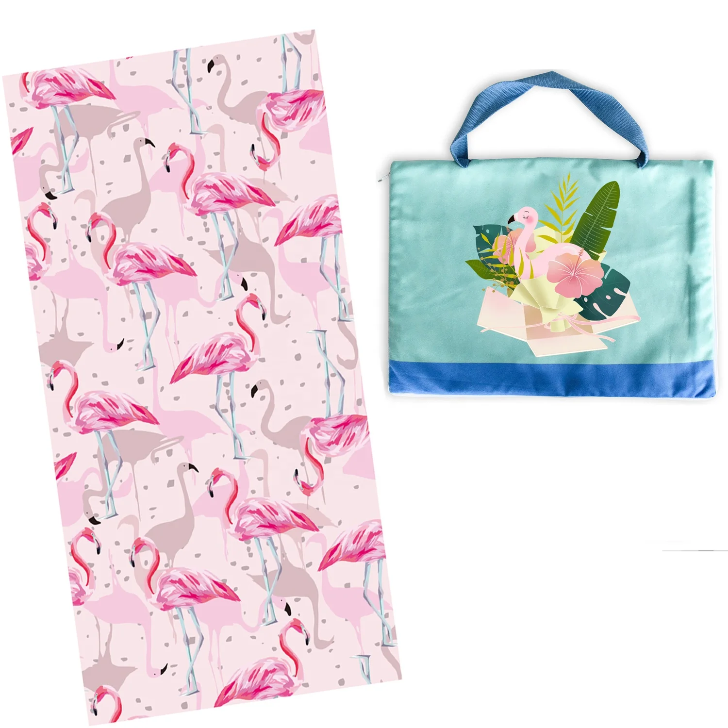 Eastsunshine  Personalized 2In1 RPET Beach Towel with zipper bag Full digital Printed Custom Large Beach Towel with tote Bag