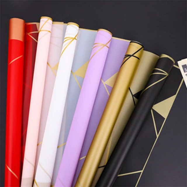 Gold edge waterproof bouquet paper gift flower wrapping paper roll florist supplies for packaging