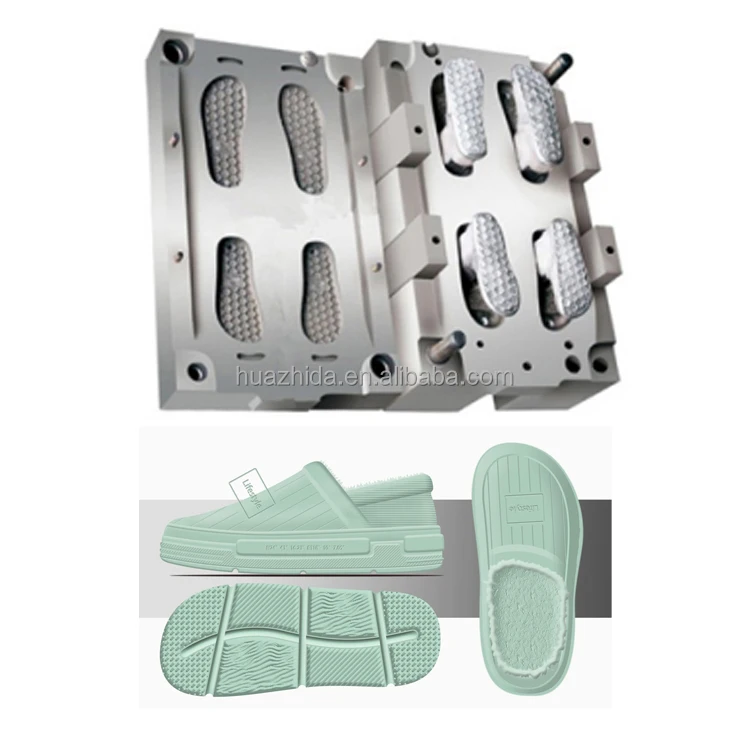 Huazhida New Design Aluminium Die Casting Eva Sole Shoe Making One Mold Two Pair China Factory Air Blowing Shoe Injections Molds
