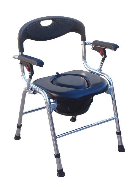 Folding Medical Bedside Commode With Removable Bucket For Handicap Elderly Camping Toilet Chair With Armrests And Backrest