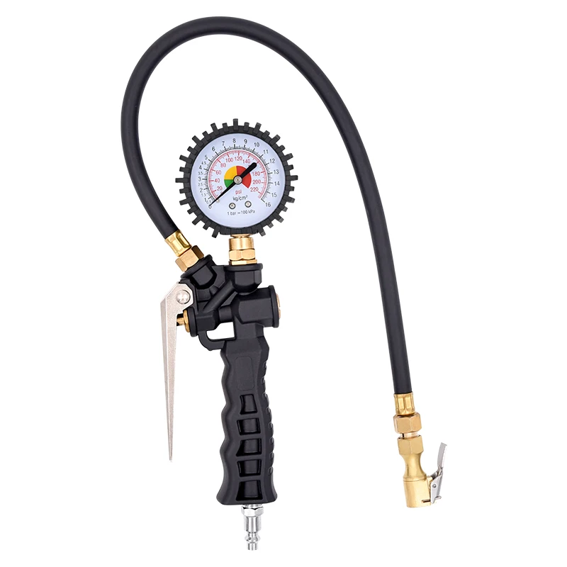 Цифровой насос для шин с манометром, 250 PSI, воздушный патрон и аксессуары для компрессора, для тяжелых условий эксплуатации, с резиновым шлангом