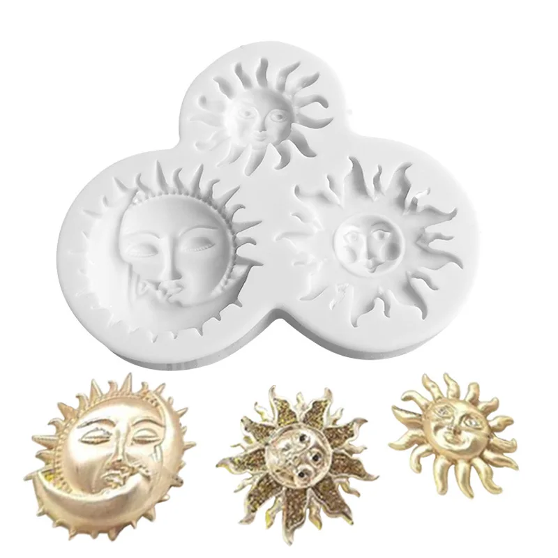 Sun and Moon Shape Silicone Fondant Mold For Cake Decorating New Design Diy Food Grade Cookie Molds