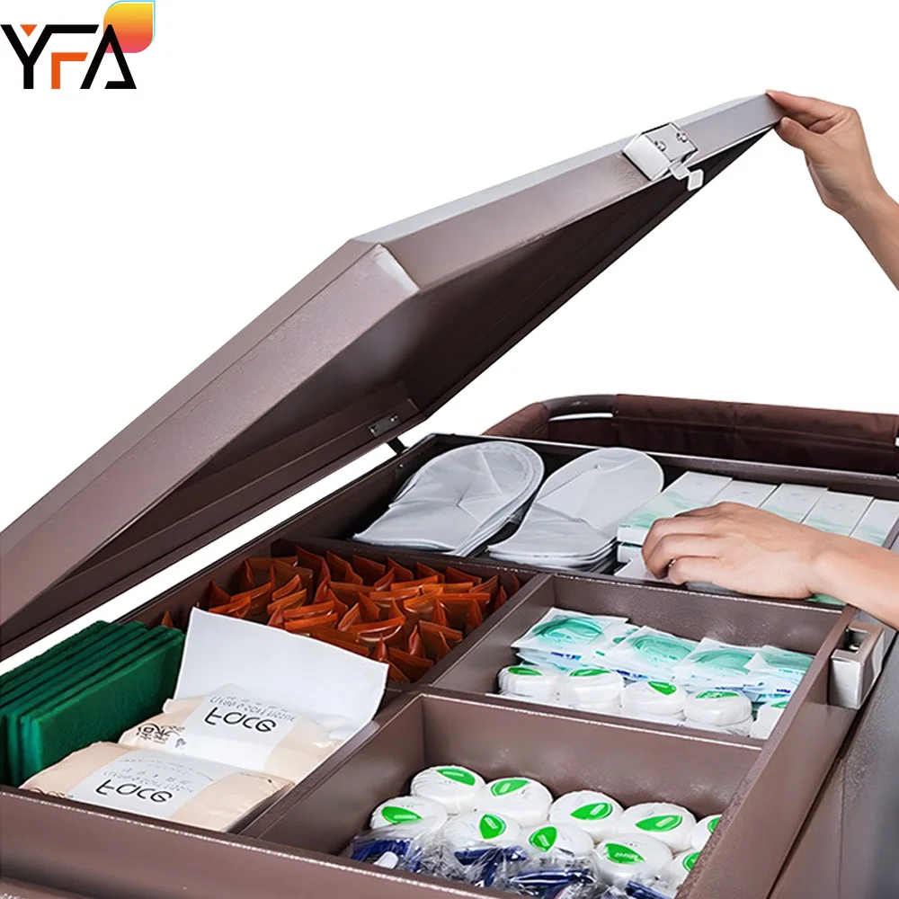 Factory Large Hotel Double-sided Guest Room Work Trolley with Door and Lock,housekeeping Cleaning Service Cart,linen Trolley