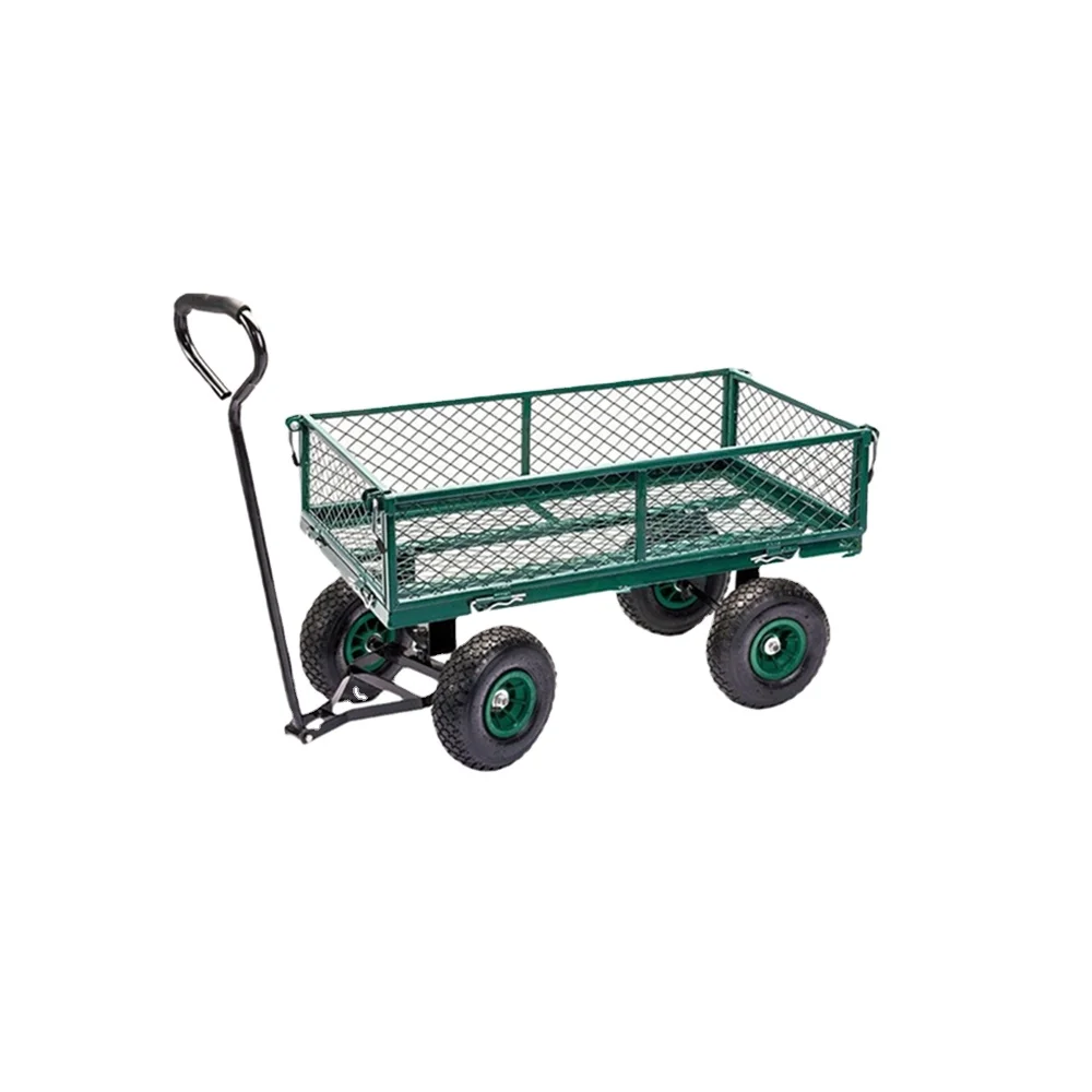 Steel Mesh Gardeners Gardening Wheeled  Trolley Cart Trolley