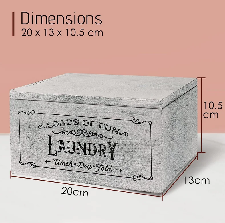 Dryer Sheet Holder with Hinged Lid Rustic Farmhouse Container Fabric Softener for Laundry Organization/Storage,Non-Slip Bottom