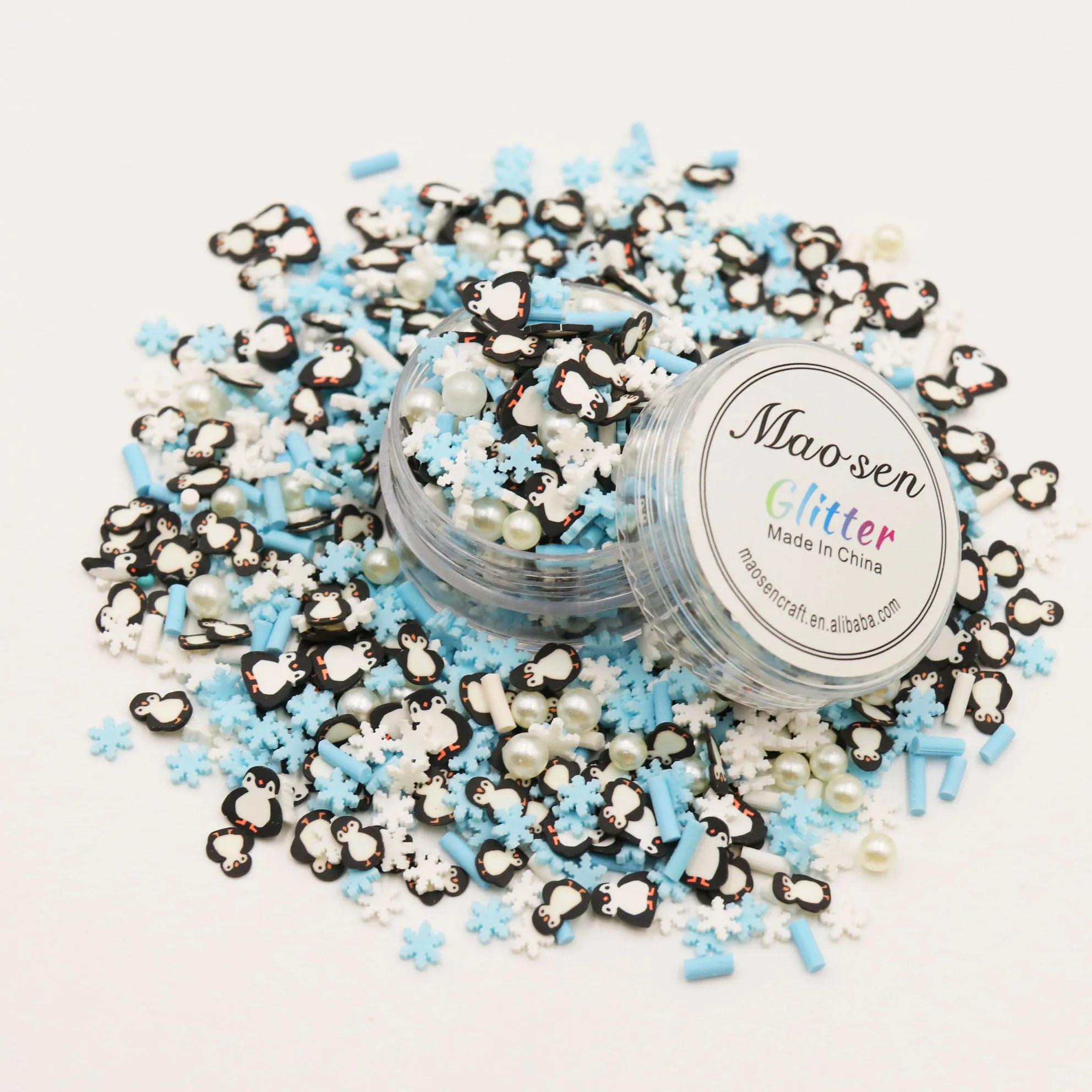 DIY Christmas Sprinkles Assorted Snowflake Slices Penguin Polymer Clay Mix For Tumblers