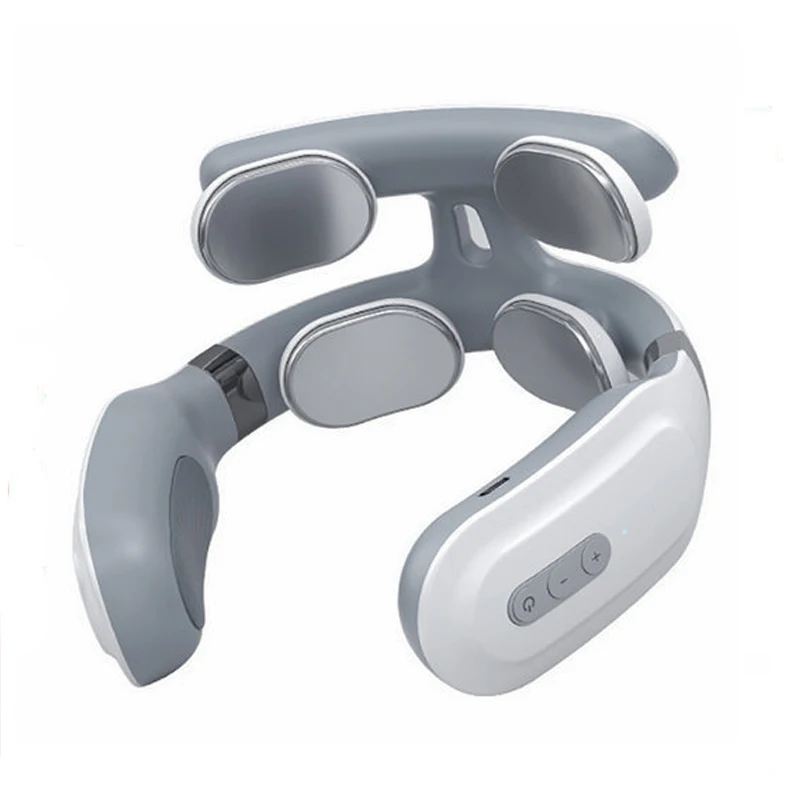 EMS TENS pulse dual pressure point kneading neck protector warmer massager heating neck cervical massage machine device