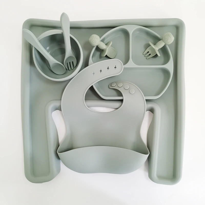 Microwavable eco-friendly food silicone feeding bowl cute suction silicone baby bowls And spoon Set