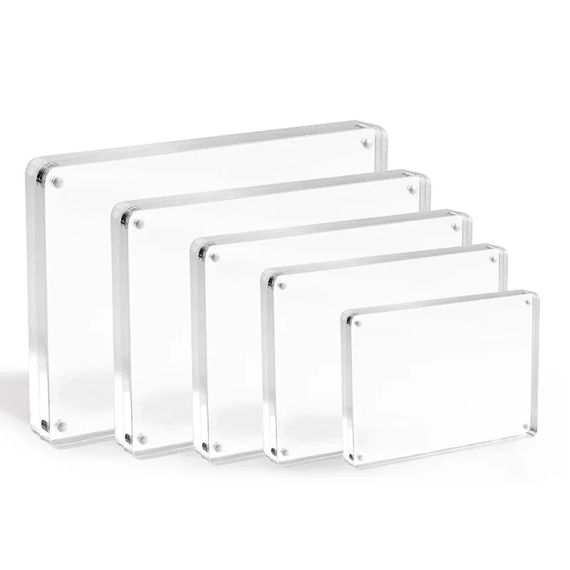 5x7 Clear Thick Plastic Self Standing Magnetic Transparent Acrylic Block Photo Frame