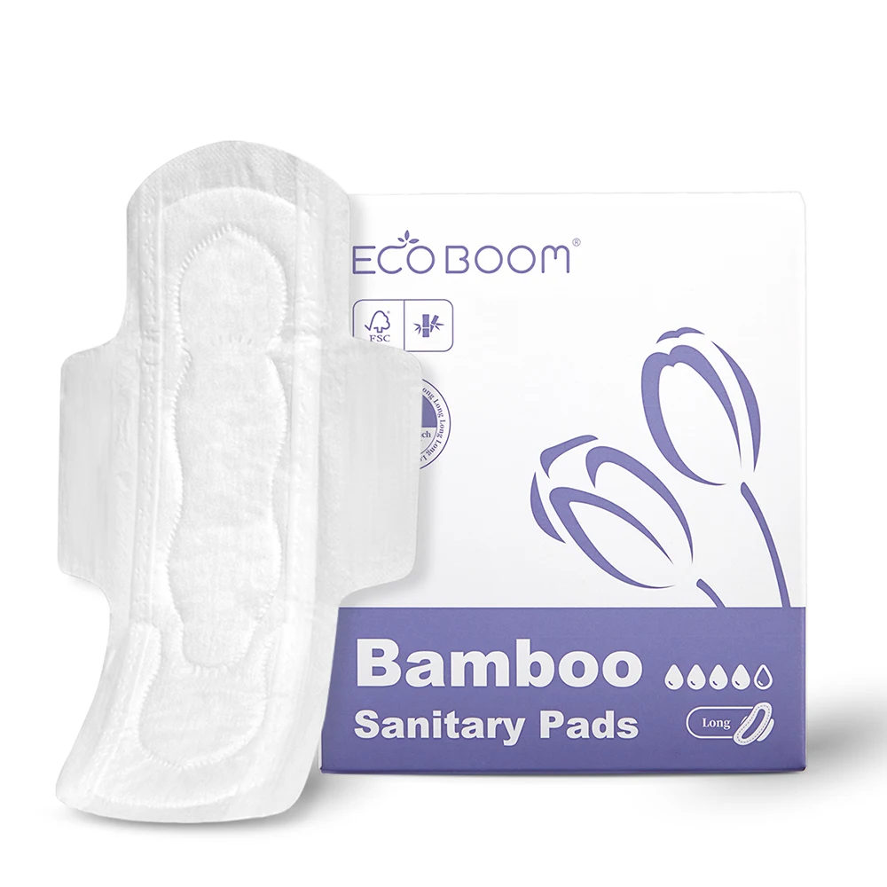 ECO BOOM bamboo pads factory bio napkin feminine hygiene procurement degradable sanitary towel