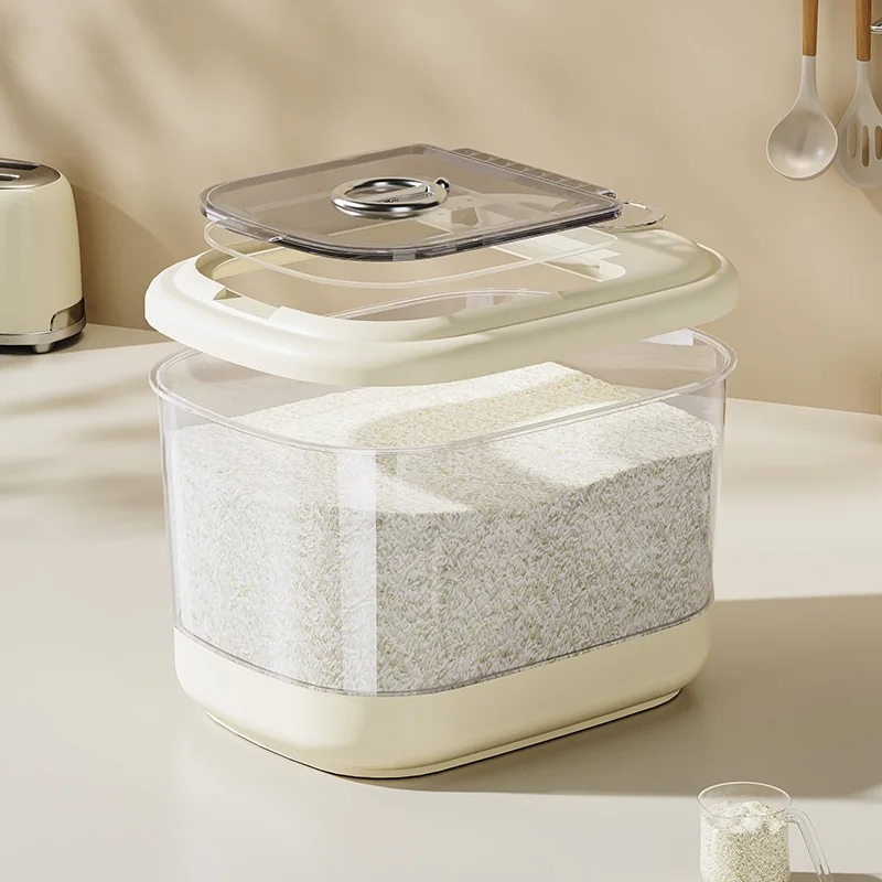 Kitchen organizer rice bucket dog food bins storage box with measuring cup large clear dry pet storage container food
