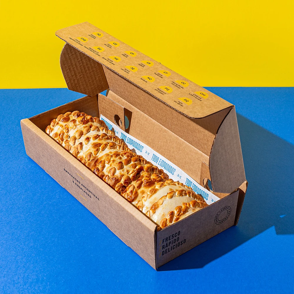 Индивидуальный логотип одноразовая Экологичная биоразлагаемая коробка Empanada крафт-коробка на вынос бумажная упаковка для мяса Togo