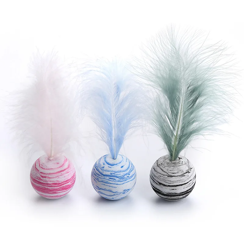 Wholesale EVA material light foam ball throwing pet toy cat feather ball toy