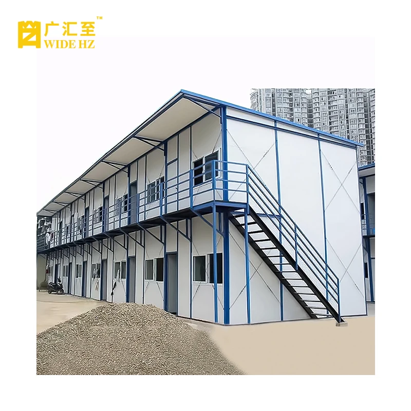 Prefab galvanized steel frame two storey house sandwich panel house with ISO 9001