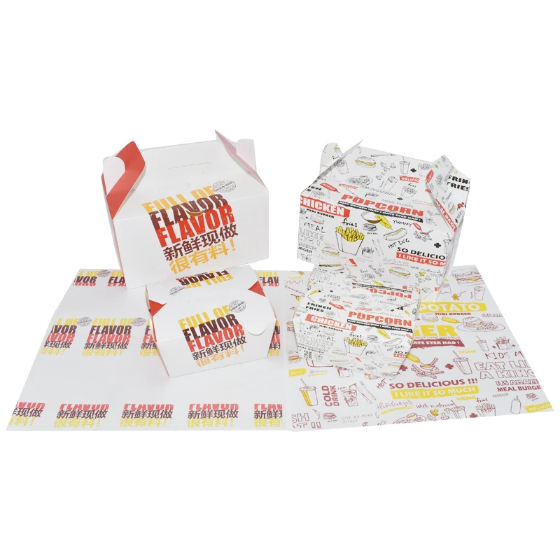 Custom Disposable Takeway  Grade Foldable For Delivery Catering Fries Hot Dog Hamburger Popcorn Chicken Paper Packiging Boxes
