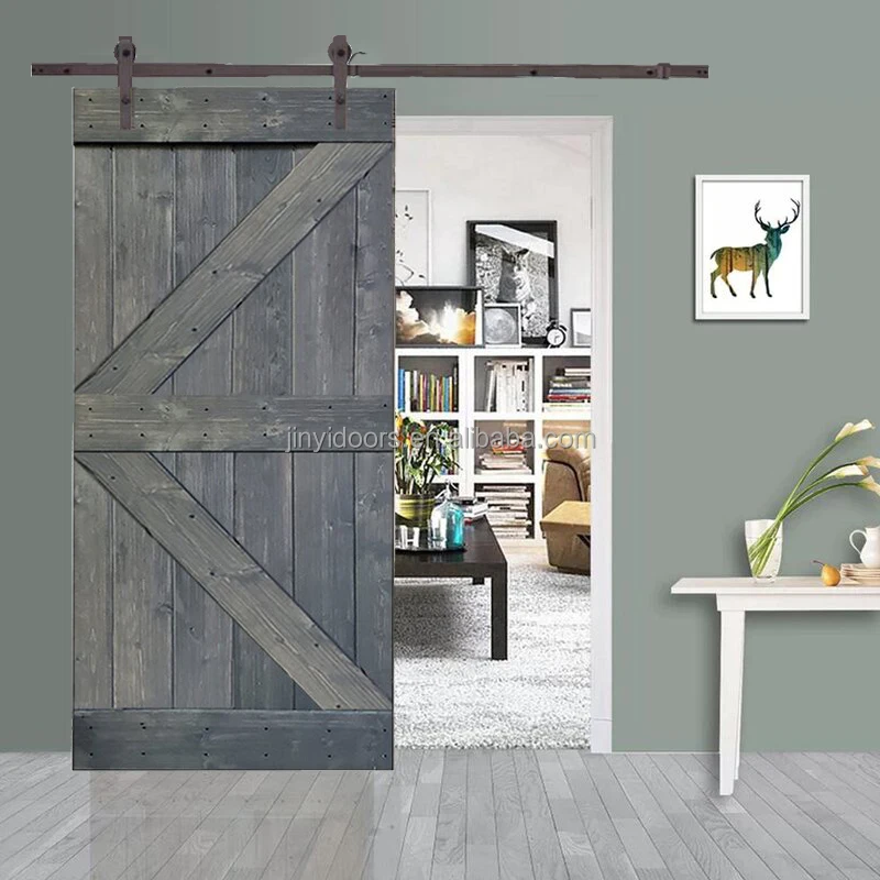 2022 JINY Hot Sale Barn Door Solid Wood Barn Door With Sliding Door Hardware Made by Chinese Factory