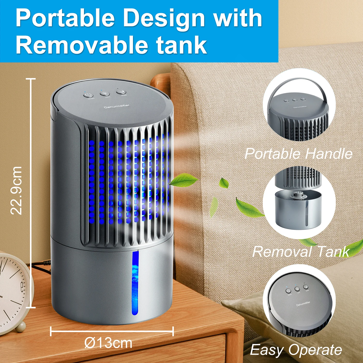 Factory Price 36 oz Dehumidifier for Bathroom Portable Small Dehumidifier for Bedroom Room Wardrobe Basement Kitchen