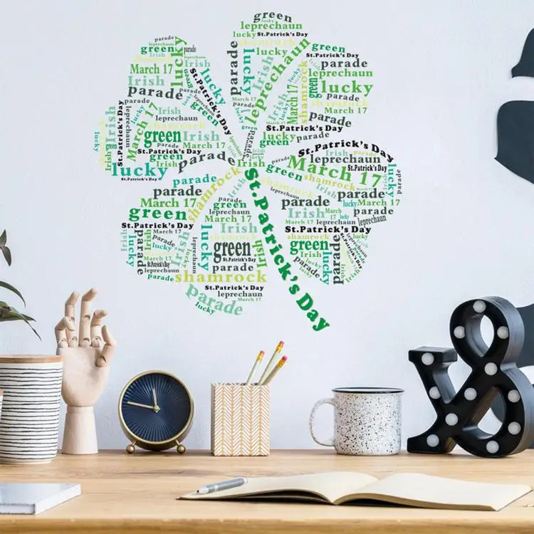 
St Patricks Day Wall Stickers Living room window fridge magnet Shamrock Clover Window Clings Decal 