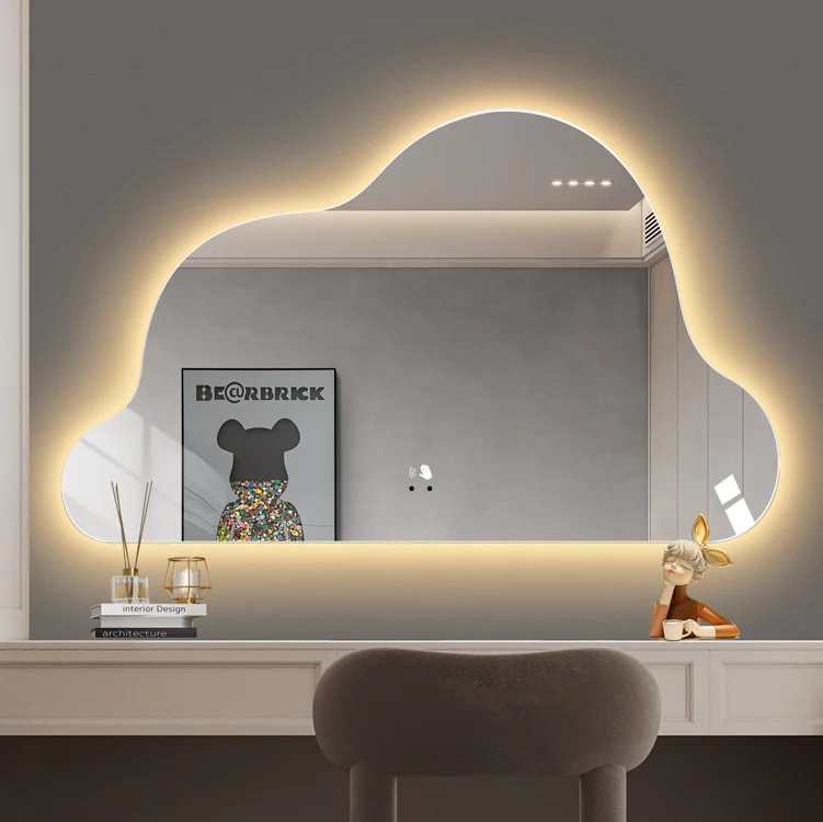 BOLED  new  design cloud shape backlit LED wall  mirror Lighted Makeup frameless vanity shower  mirror with led light