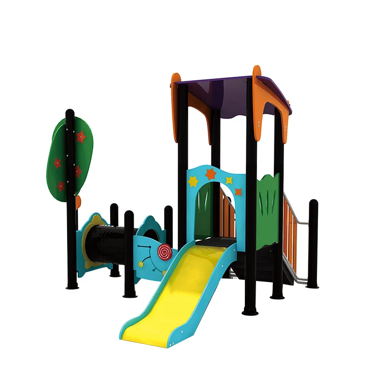 Custom Amusement Park Outdoor Kids Plastic Slide Playground Equipment With Rock Climbing Wall Board