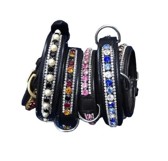 
Bulk Buy Cheap Black Leather Dog & Hound Collars with Attached Crystals 