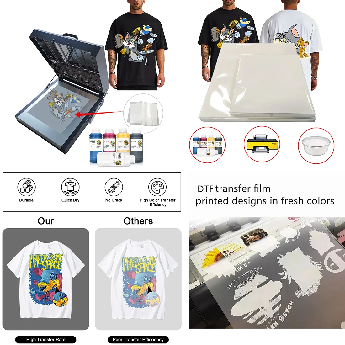 60*100cm Hot Peel Inkjet Printer PET Transfer DTF Film Printing Clothing Transparent Pvc Film White Moisture Proof Rigid 1 Roll