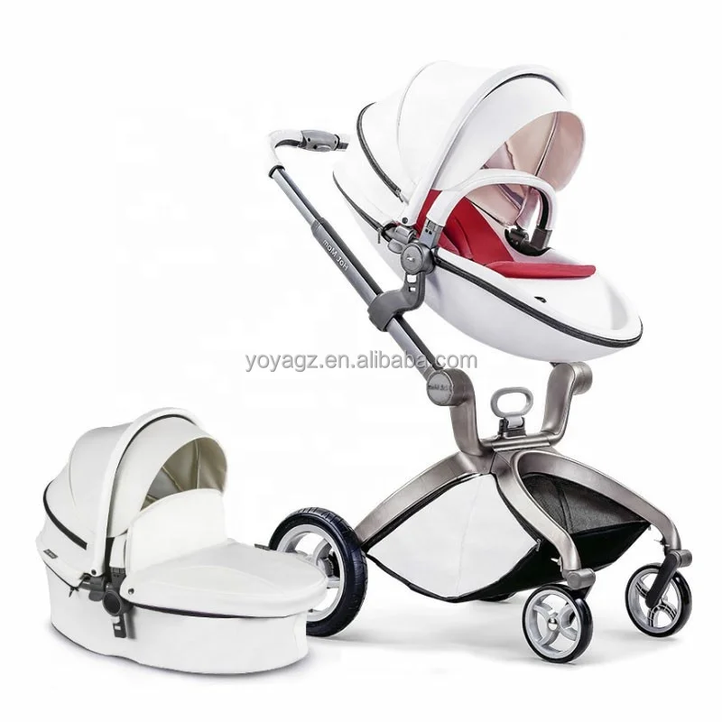 Wholesale Hot mom 3 in 1 Leather Custom OEM Customized Frame Logo Baby Stroller High View Baby Pram Carrier Chinese Supplier