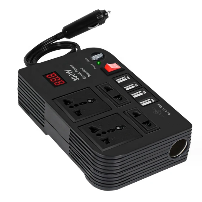 Home Socket Auto Charger Converter Adapter 300W Car Power Inverter 12v to 220v Dc to Ac Electric Power Inverter for Car Truck