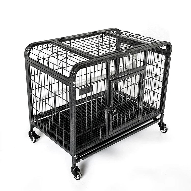 Large Stainless Steel Wooden Dog House Pet Transport Kennel Breathable Metal Mesh Dog Cage