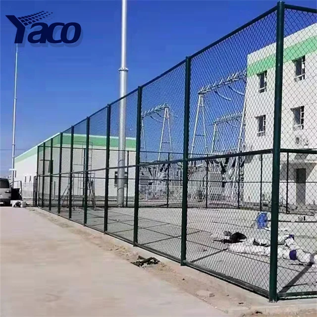 PVC Coated Green Metal Chain Link Mesh Basketball stadium guardrail tennis court fence