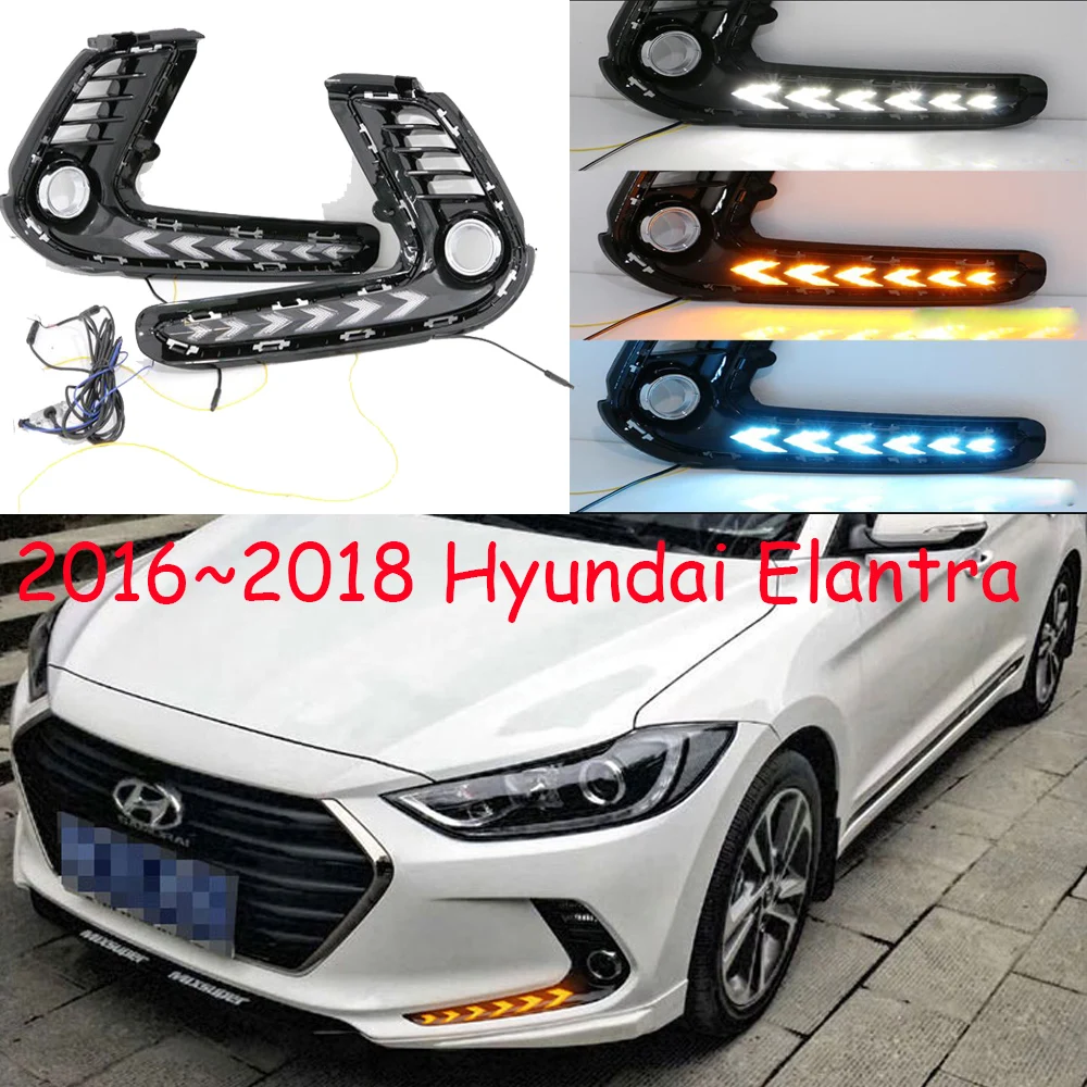 Автомобильный бампер фары для 2016 ~ 2018y Hyundai Elantra дневные огни DRL автомобильные аксессуары светодиодные фары Противотуманные фары
