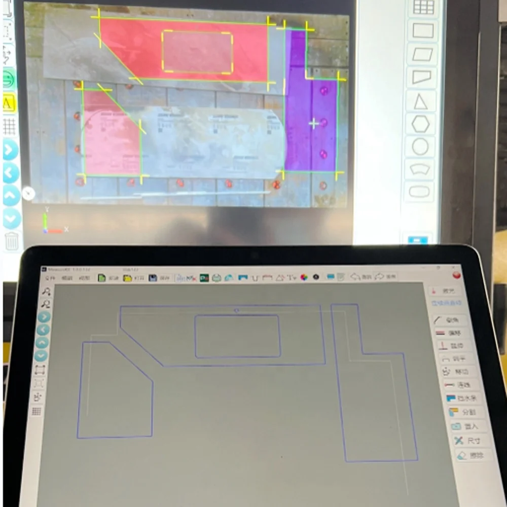 OMC New Stone Countertop Measuring Tool Digital Templating Measurekit with Reliable Motor Stone Cutting Machine