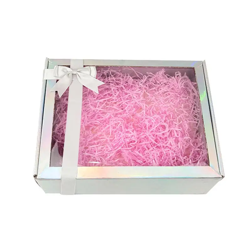 Free Design Unique Corrugated Gift Packaging Box ECO Custom Made Cosmetics Skin Care Products Holographic Paper Gift Box