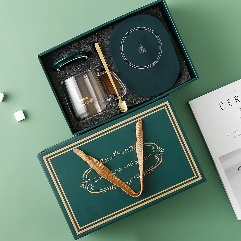 wholesale Custom Gift Set Cup Heating Pad 55 Temperature warmer Control Smart Coffee Mug