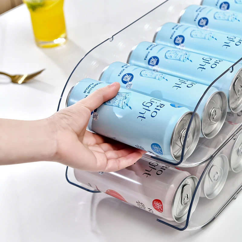 Kitchen Beverage Storage Rack Transparent Canned Fruit Dispenser Refrigerator Water Bottle Wine Bottle Storage Organizer