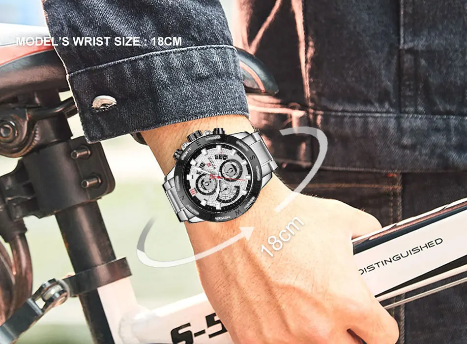 Brand Waterproof Sport Wristwatch Chronograph wristwatch Stainless Steel montre homme NAVIFORCE watch 9165