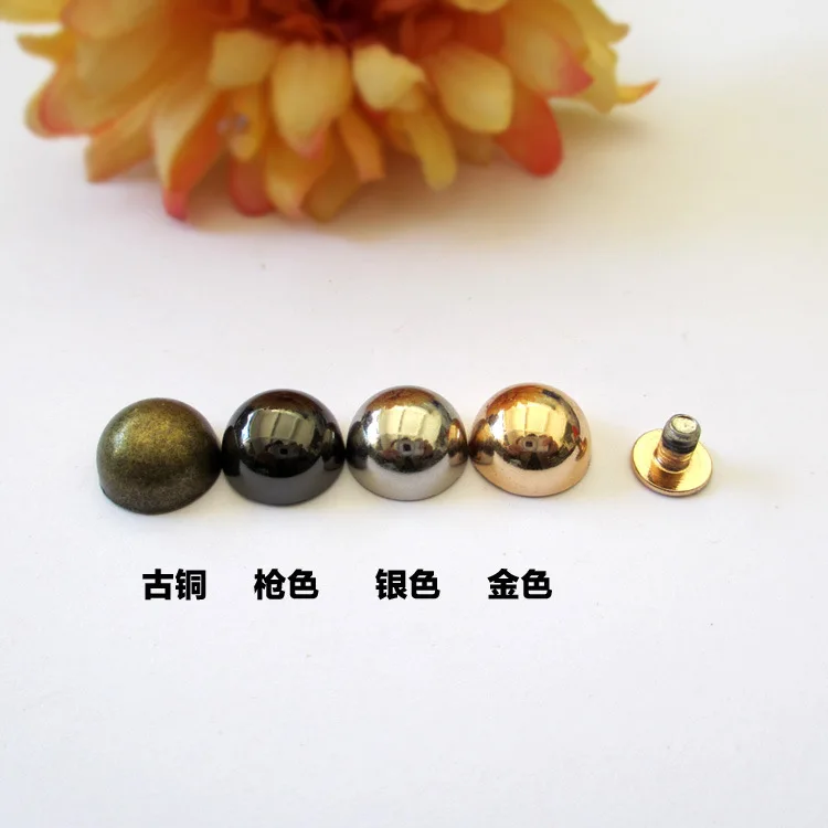 Mushroom shape semicircle custom size brass rivets screw for bag belt
